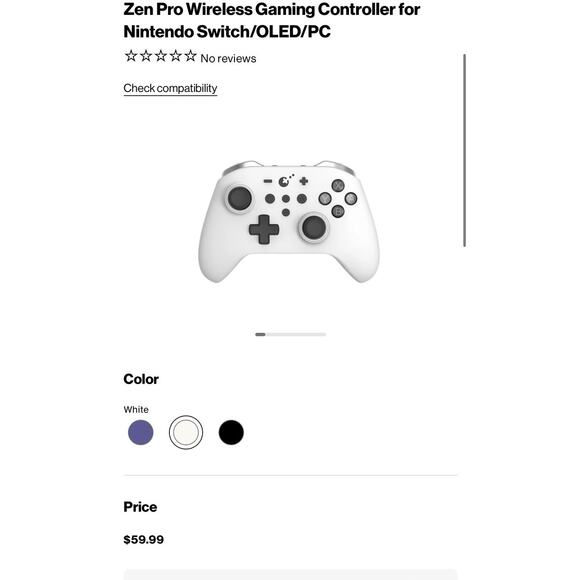 New ZEN PRO Wireless Gaming Controller for Nintendo Switch, OLED, PC White - Picture 8 of 8